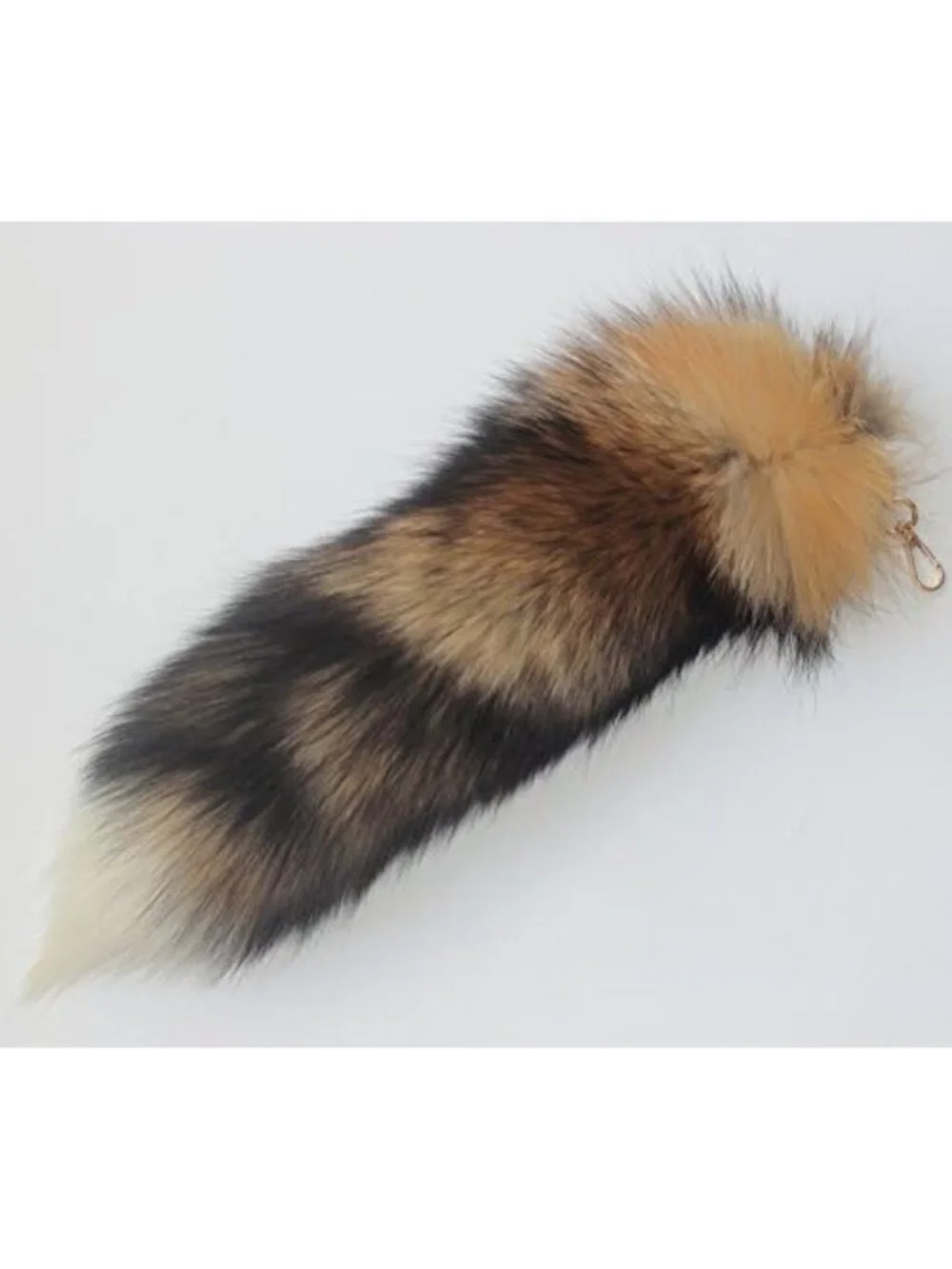 Faux Fur Tail Keychain - Chic Fashion Accessory with Gold Clasp for Bags & Keys